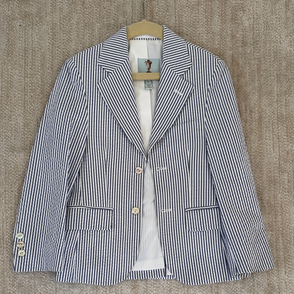 Papo d'Anjo Blue and White Striped Kids Blazer